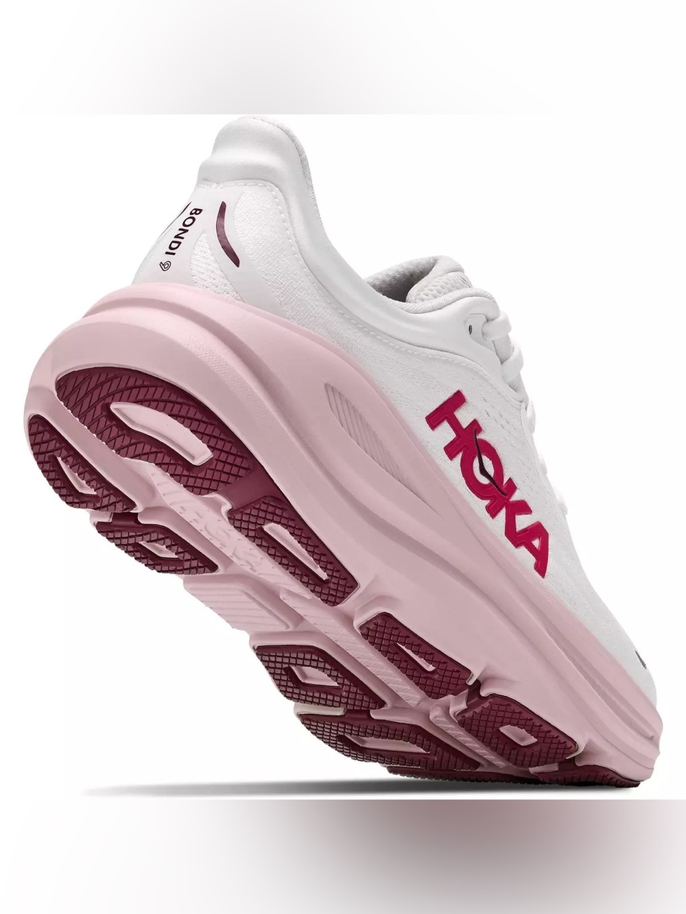 Hoka One One Bondi 9 White & Pink Opal Women’s Running shoes - Picture 3 of 6